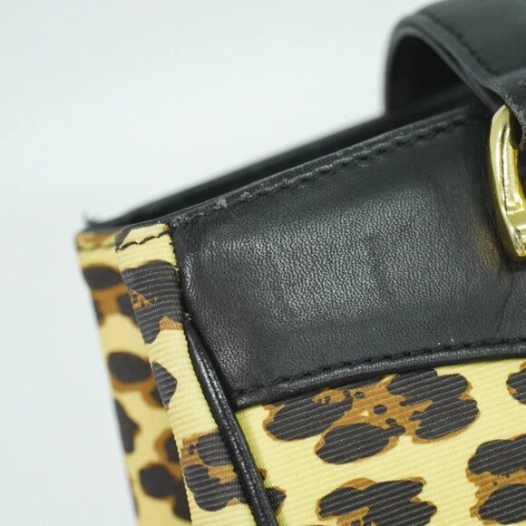 GIANNI VERSACE Leopard PVC Shoulder Tote Bag Yellow Black Gold - Picture 3 of 15